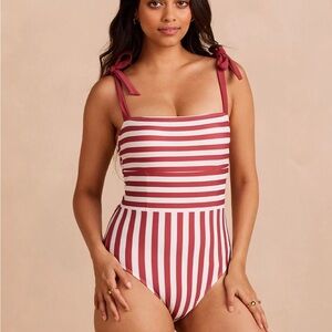 Summersalt The Tie Oasis Nautical Stripe One-Piece Swimsuit Size 18